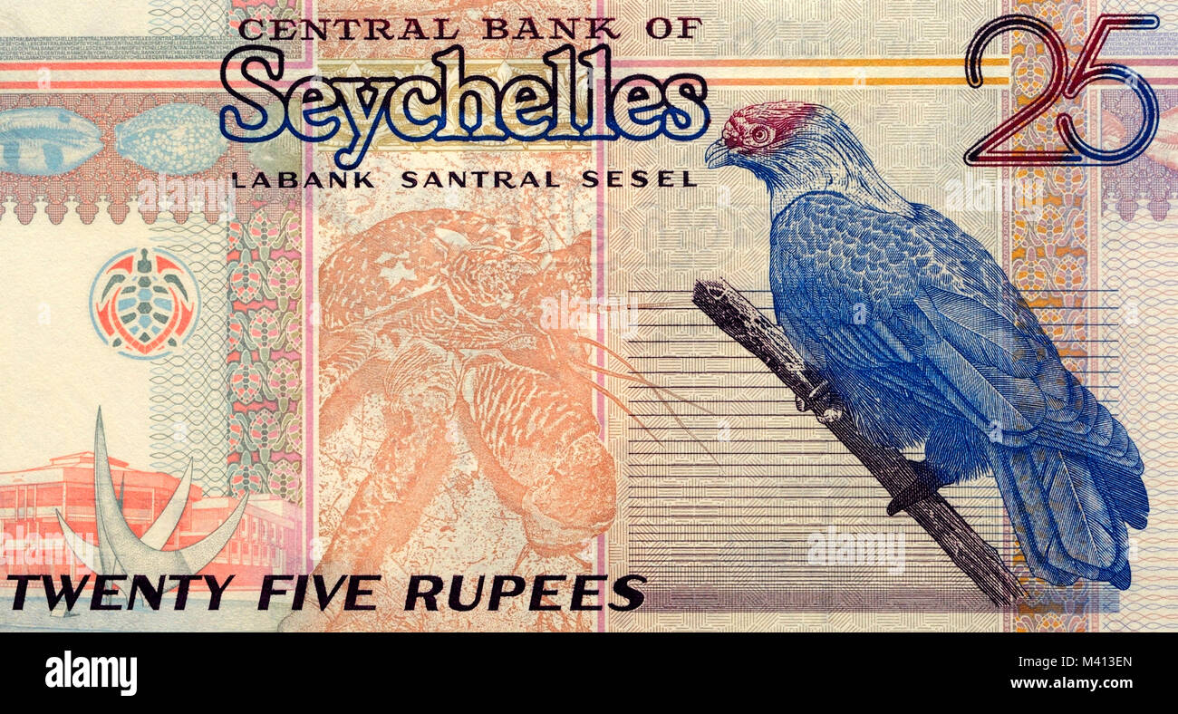 Seychelles Venticinque 25 rupie nota banca Foto Stock