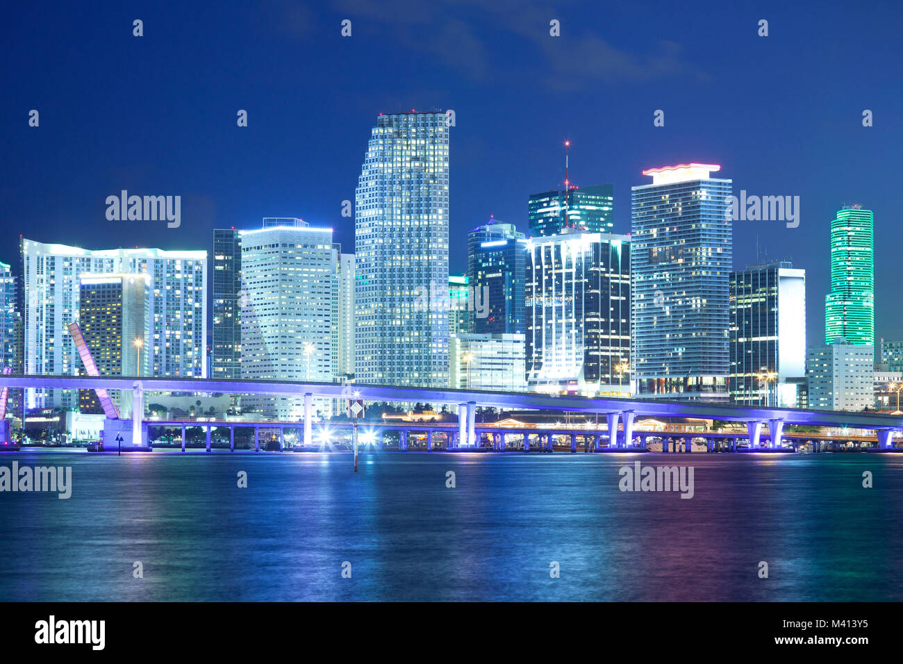 Skyline del centro, Miami, Florida, Stati Uniti d'America Foto Stock