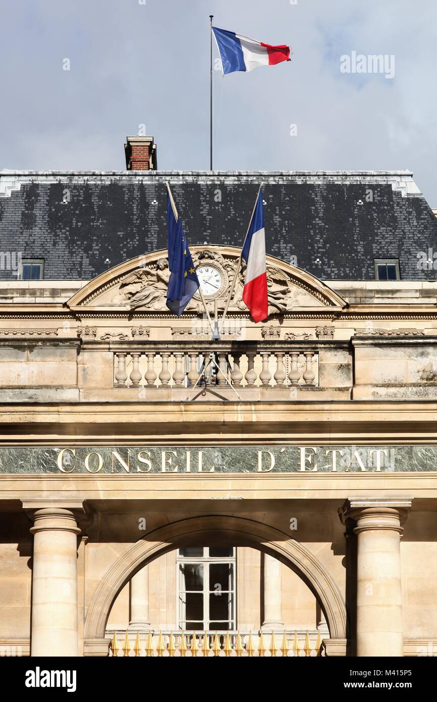 Il Consiglio di stato chiamato dal conseil d' Etat francese è un tribunale amministrativo del governo francese a Parigi, Francia Foto Stock
