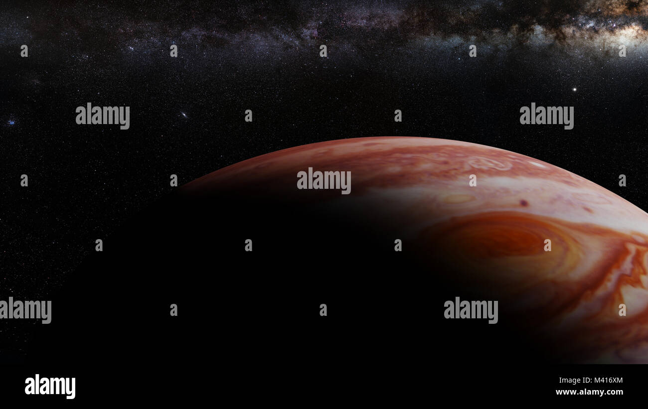 Il pianeta Giove e la Via Lattea Foto Stock