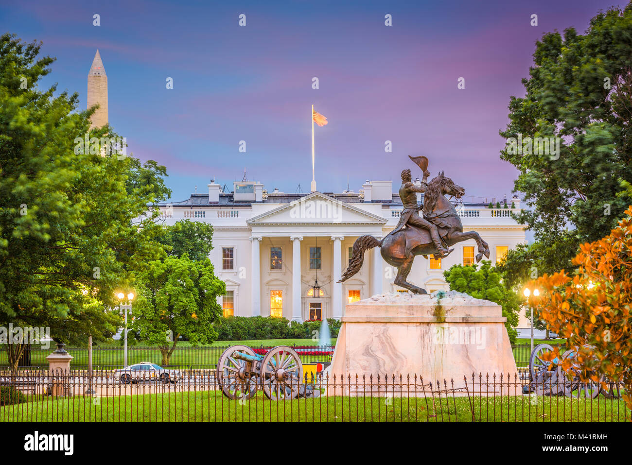 Washington DC, Stati Uniti d'America Casa Bianca al tramonto. Foto Stock