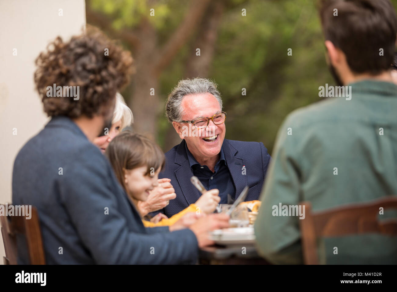 Famiglia di mangiare all'aperto Foto Stock