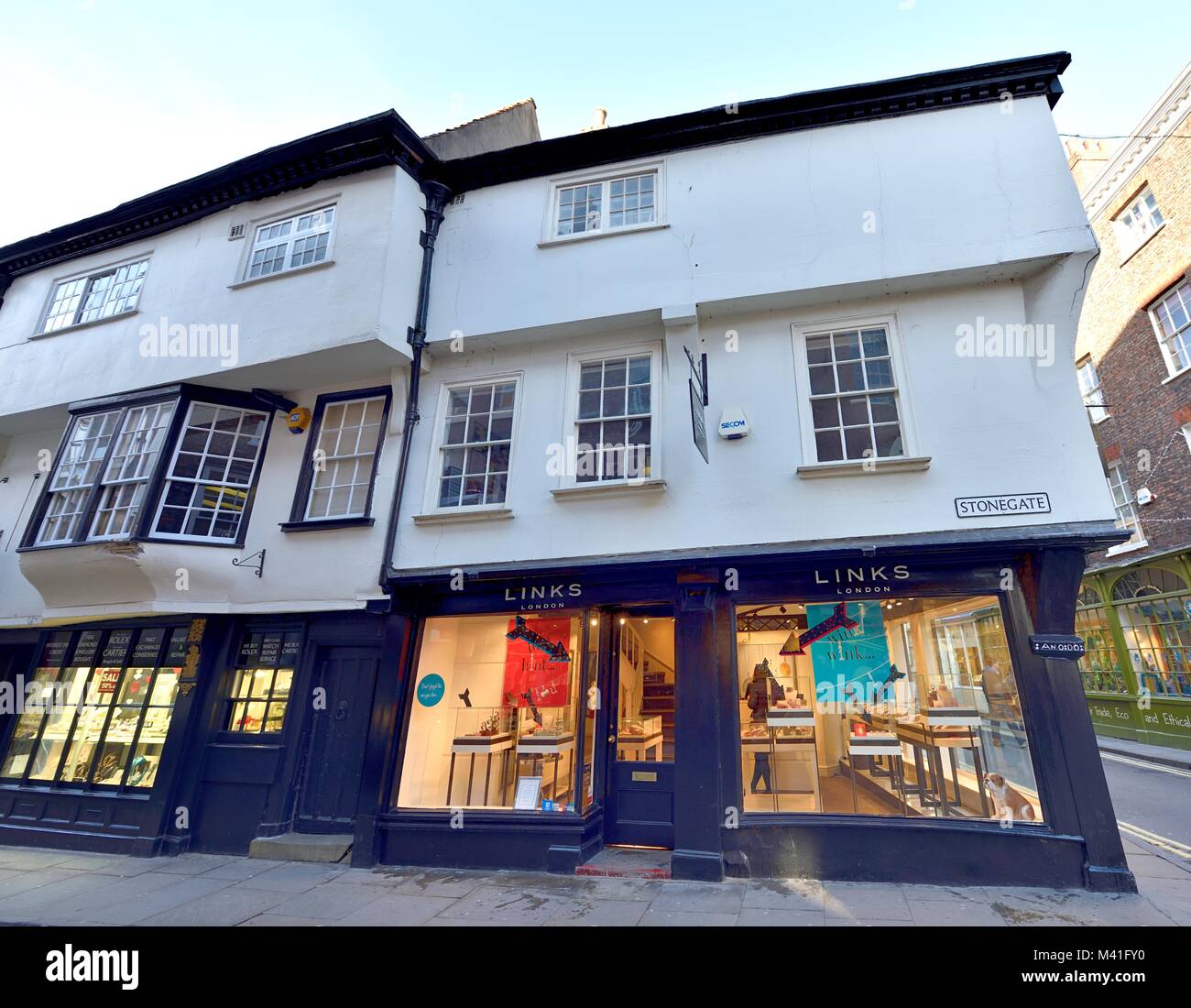 Negozi di gioielli in Stonegate York Yorkshire England Regno Unito Foto Stock
