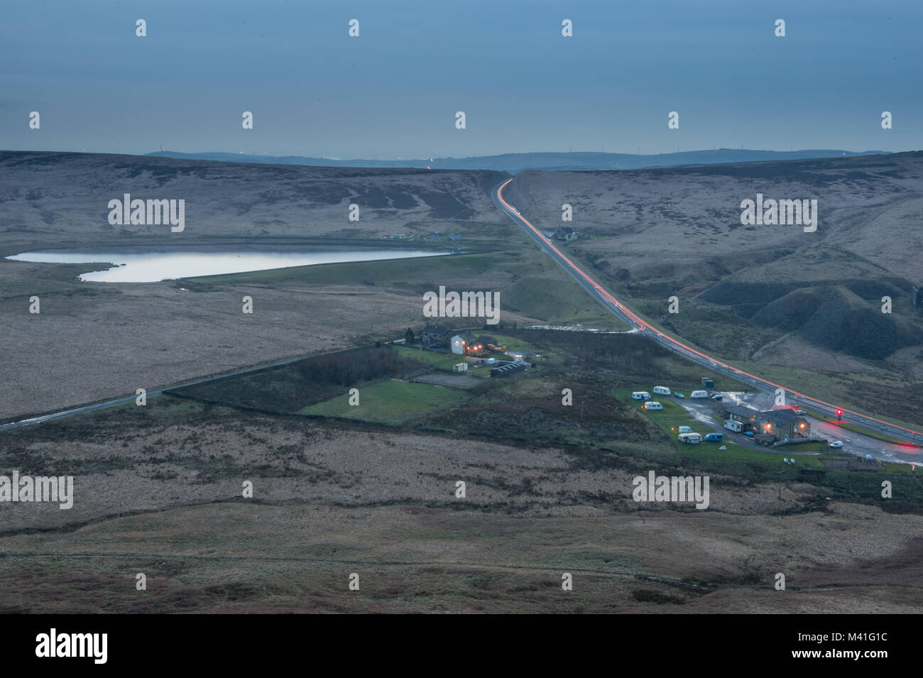 La A62 a Saddleworth Moor Foto Stock
