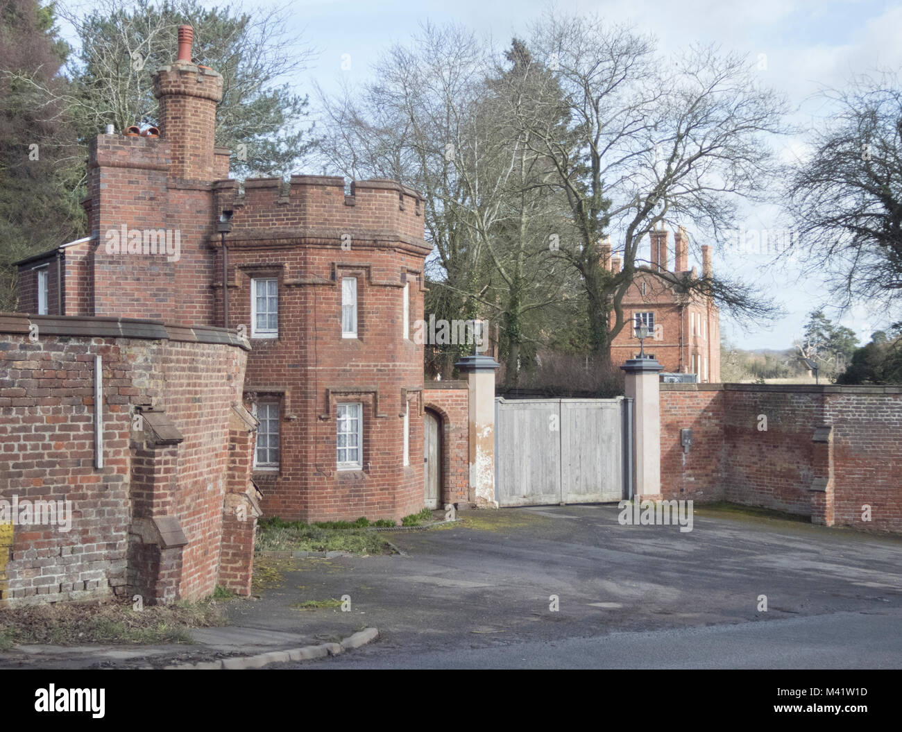Stourton Castle, Stourton, South Staffordshire, Inghilterra, Regno Unito nel mese di febbraio Foto Stock