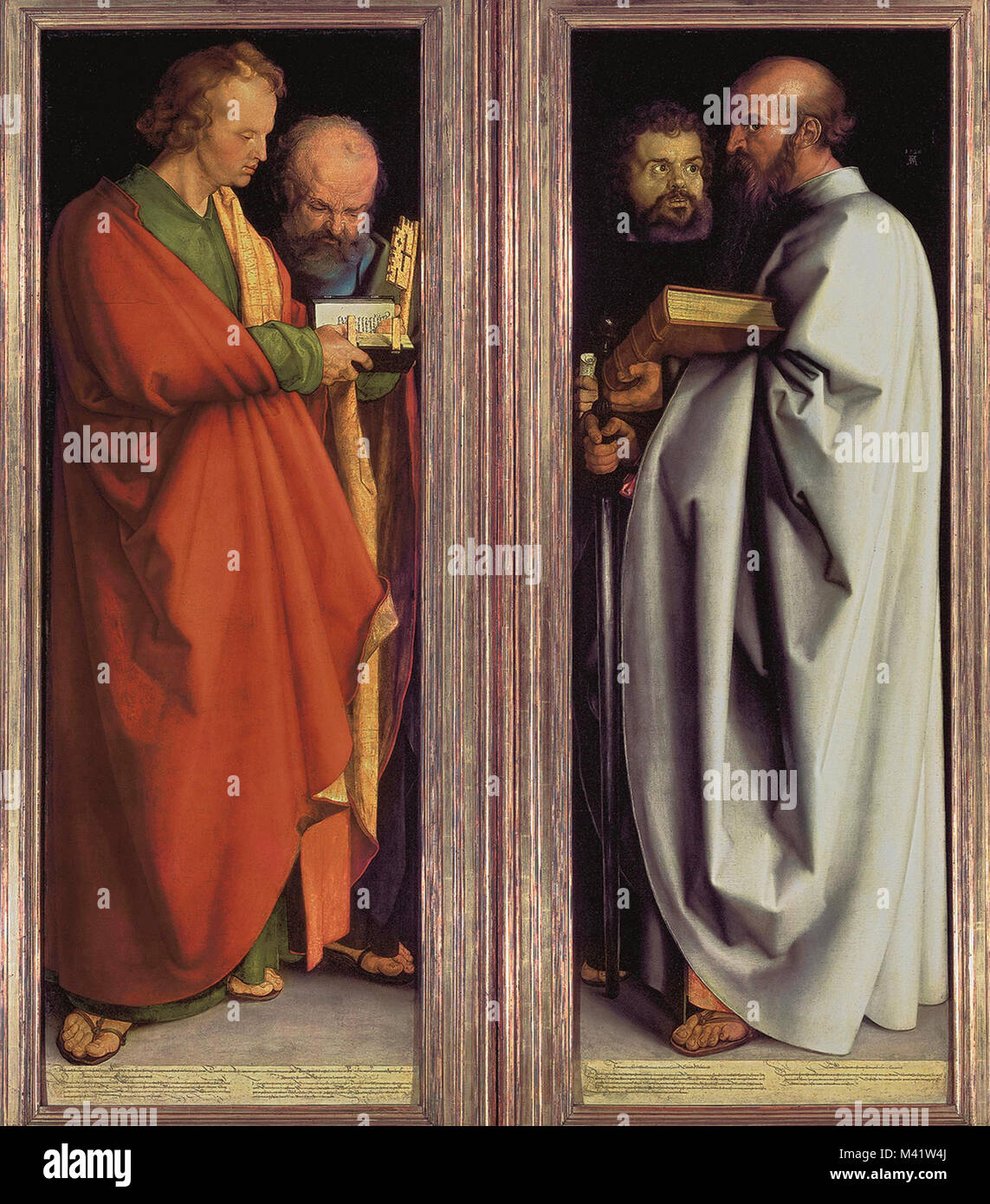 Albrecht Dürer, i quattro apostoli, (l-r Giovanni, Pietro, Mark, Paolo), 1526, Alte Pinakothek Foto Stock