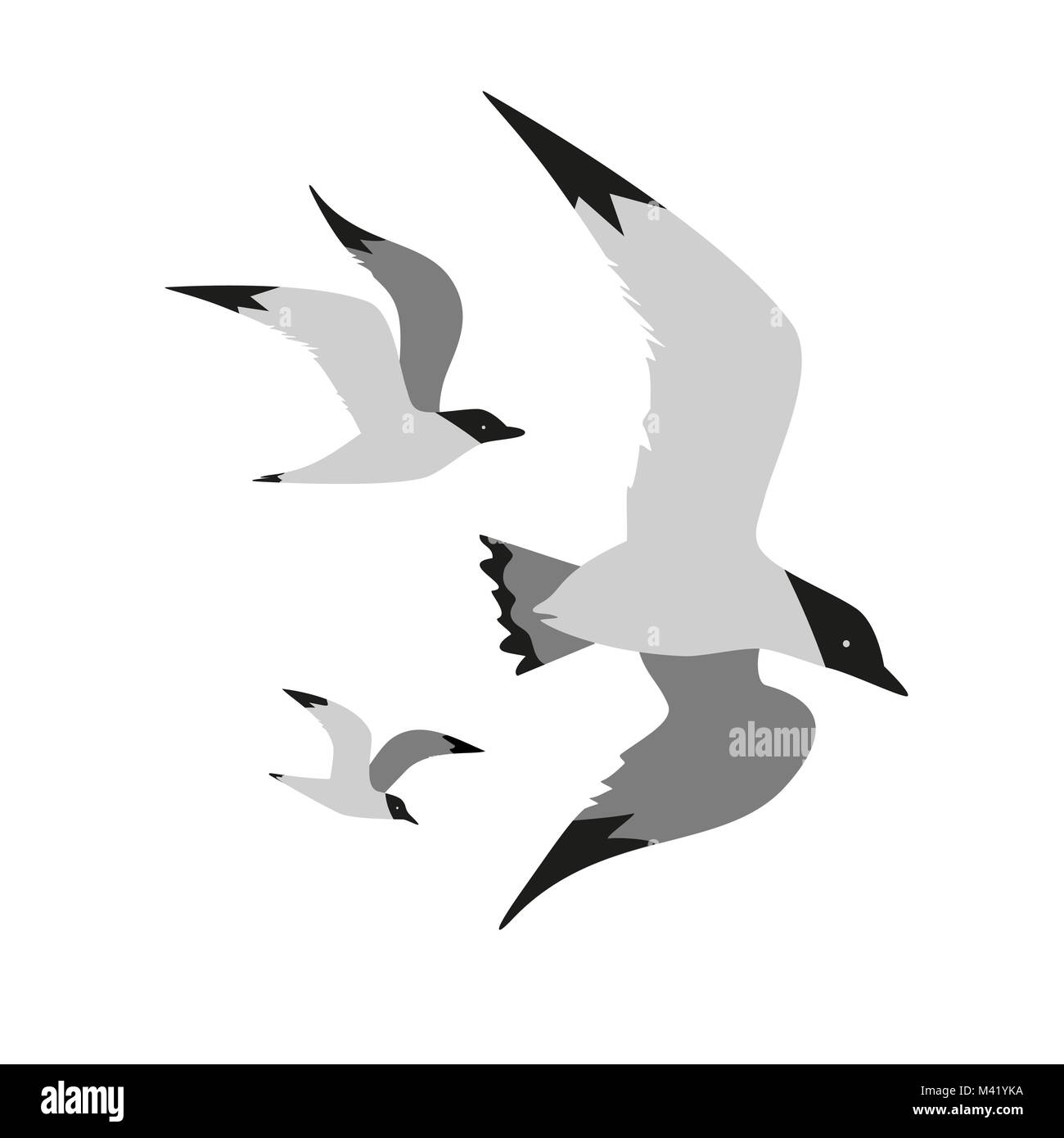 Icona volo con gabbiano. Illustrazione Vettoriale