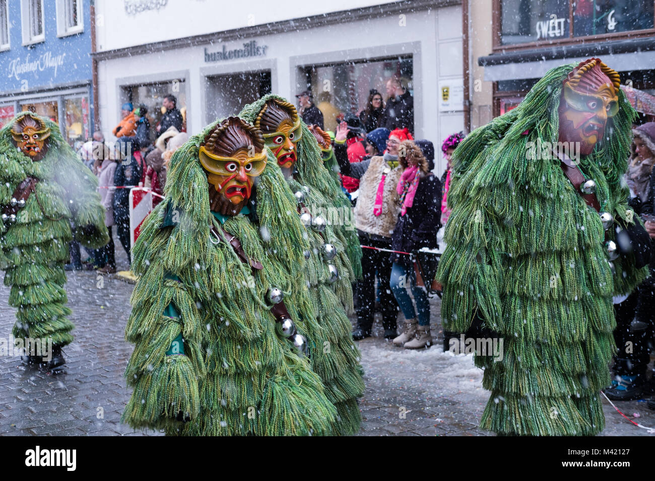 Sfilata di Carnevale nella regione tedesca di Allgau, Baden-Württemberg, Wangen im Allgau Foto Stock