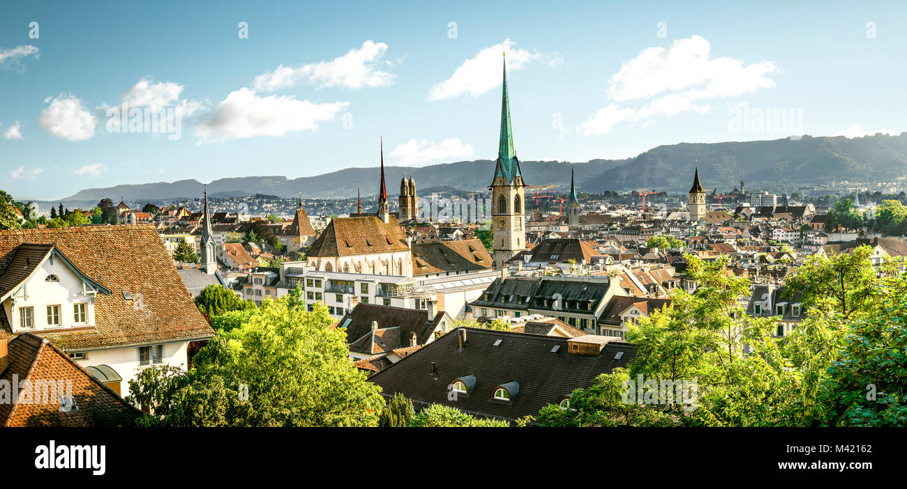 Panorama di Zurigo centro storico, Svizzera Foto Stock