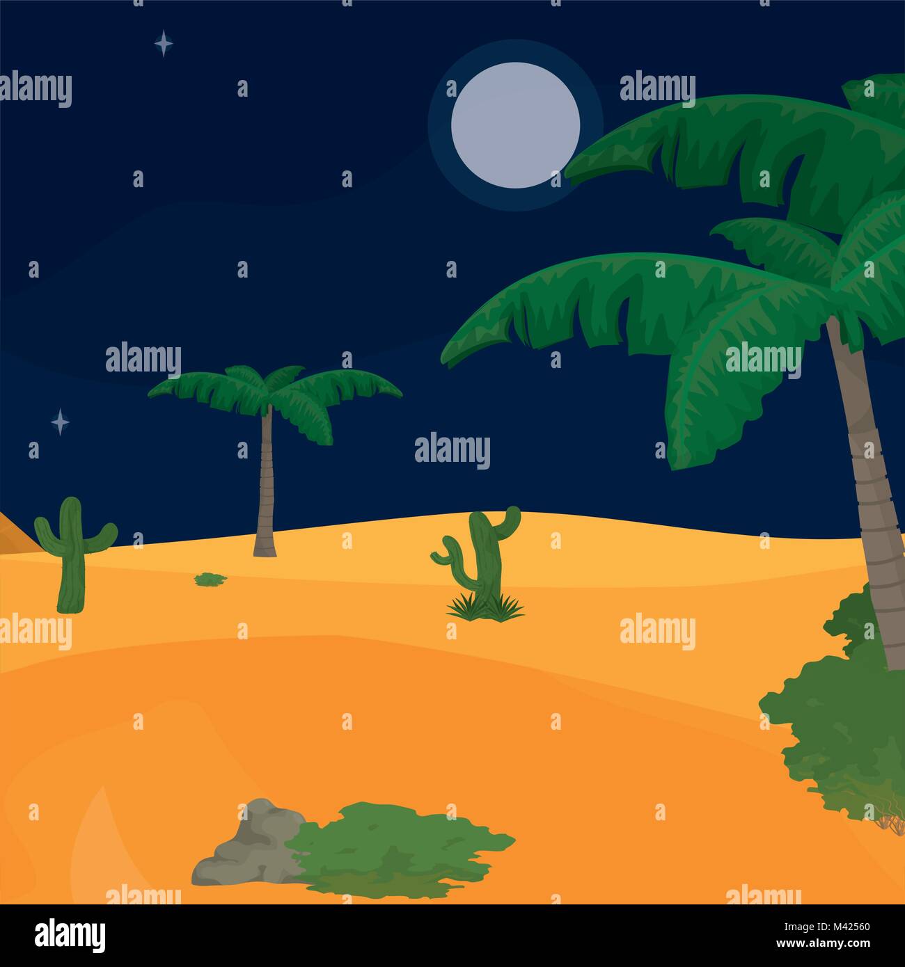 Deserto di notte Illustrazione Vettoriale