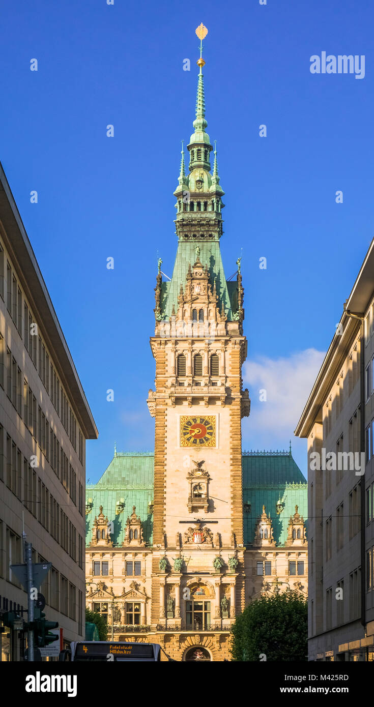Il Rathaus, Municipio di Amburgo, Germania Foto Stock