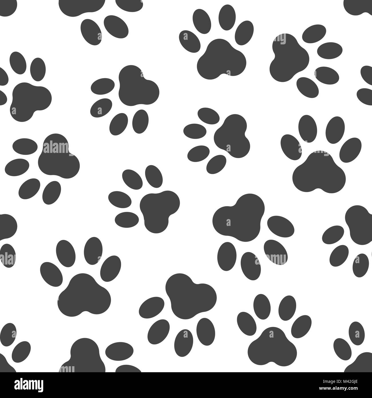 Paw icona stampa seamless pattern sfondo. Appartamento Business illustrazione vettoriale. Cane, gatto, bear paw segno modello di simbolo. Illustrazione Vettoriale