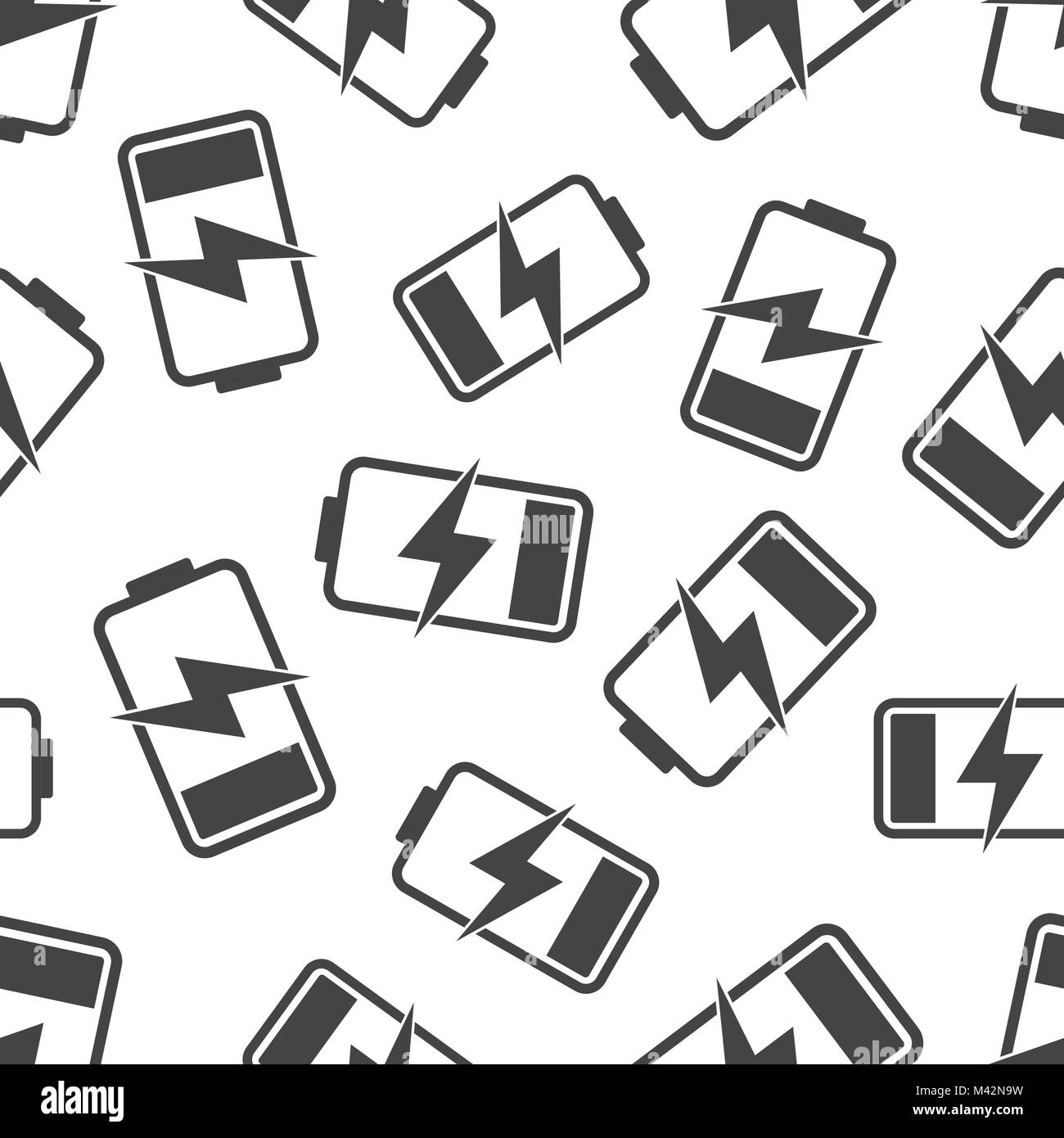 Indicatore del livello di carica della batteria senza soluzione di continuità sullo sfondo del modello. Appartamento Business illustrazione vettoriale. Il simbolo della batteria pattern. Illustrazione Vettoriale