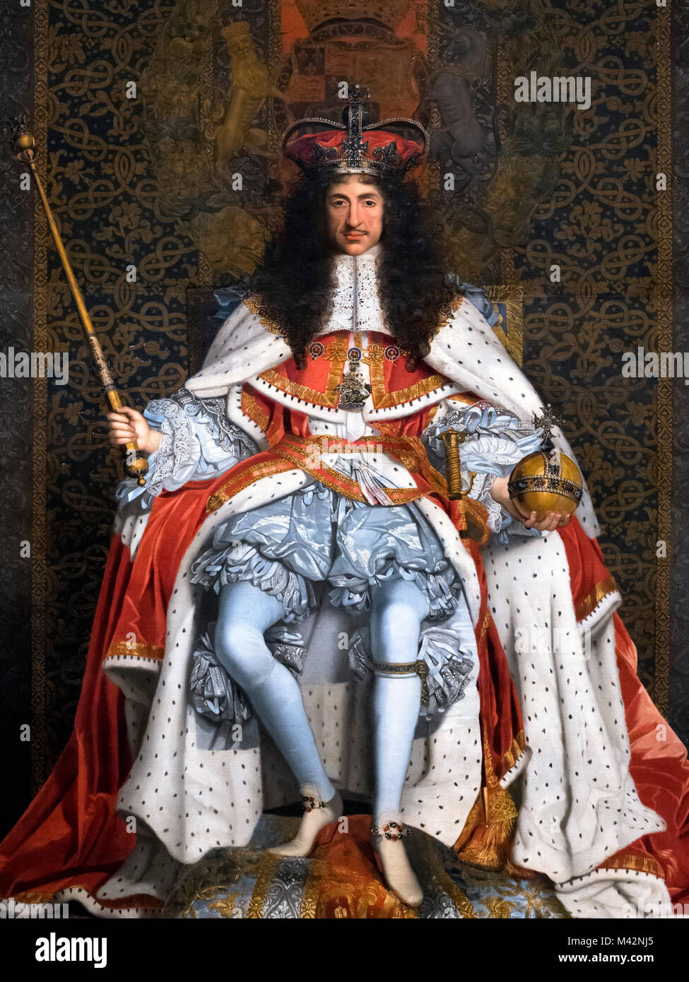 Charles II. Ritratto di Re Carlo II di John Michael Wright, olio su tela, c.1671-76 Foto Stock