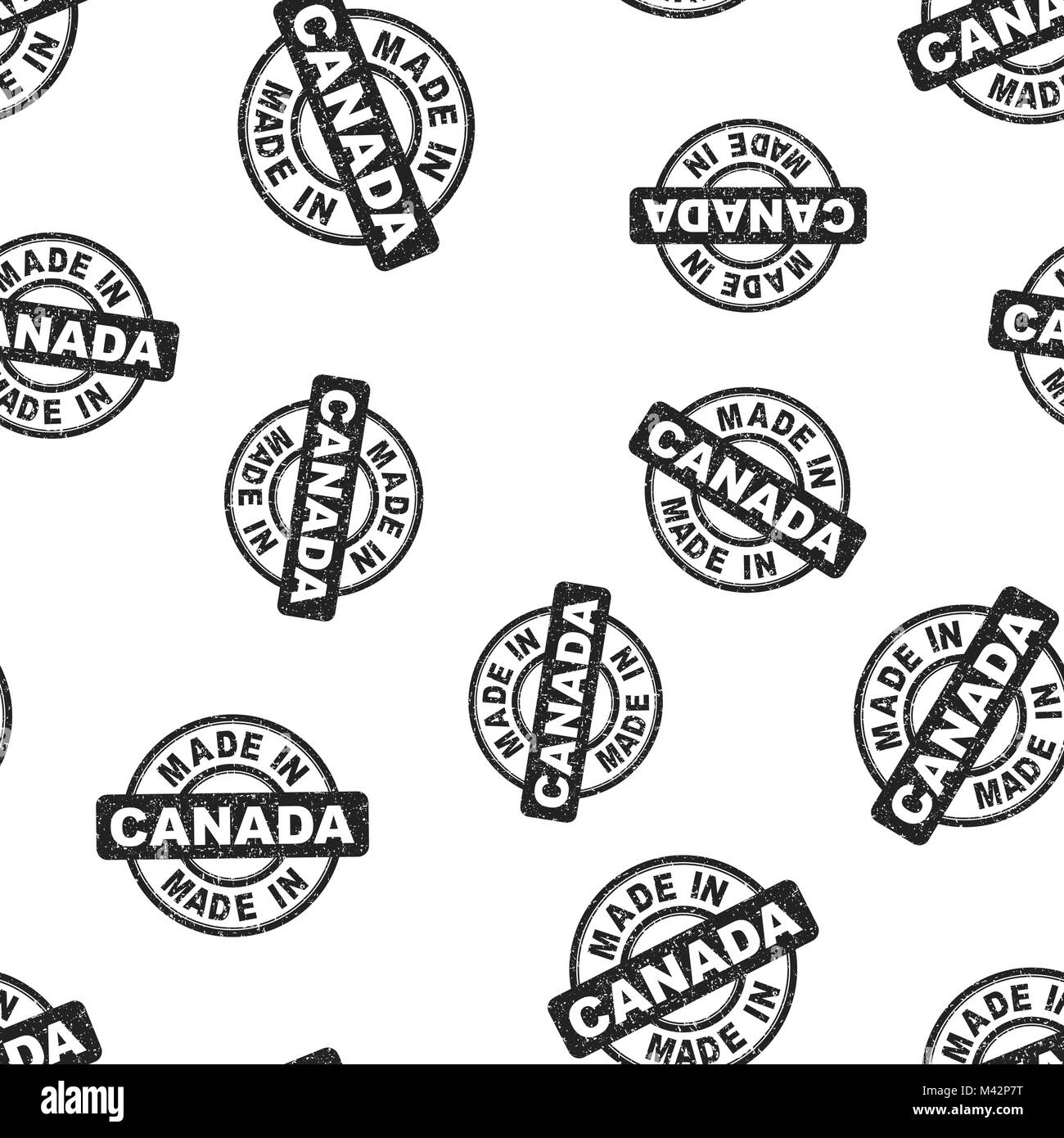 Realizzato in Canada timbro pattern seamless sfondo. Appartamento Business illustrazione vettoriale. Fabbricato in Canada modello di simbolo. Illustrazione Vettoriale