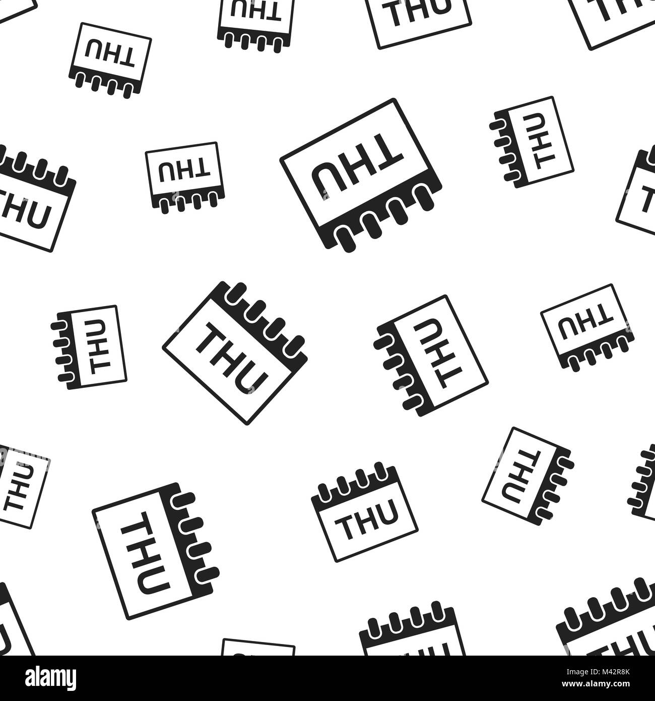 Giovedì calendario pagina seamless pattern sfondo. Appartamento Business illustrazione vettoriale. Giovedì modello di simbolo. Illustrazione Vettoriale