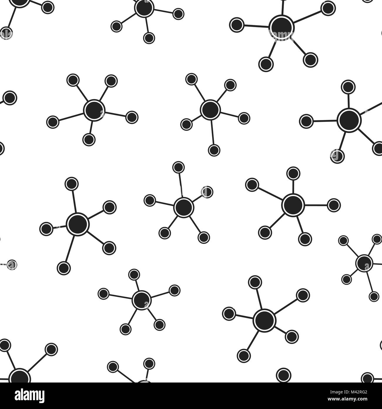 Rete sociale, la molecola di DNA pattern seamless sfondo. Appartamento Business illustrazione vettoriale. Segno molecola modello di simbolo. Illustrazione Vettoriale