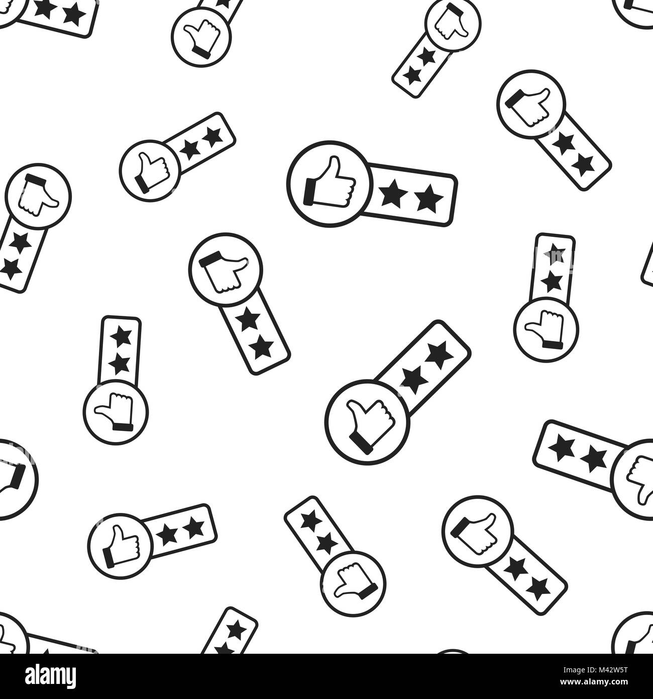 Recensione dei clienti 2 stelle seamless pattern sfondo. Appartamento Business illustrazione vettoriale. Pollice in alto con stelle simbolo segno di pattern. Illustrazione Vettoriale