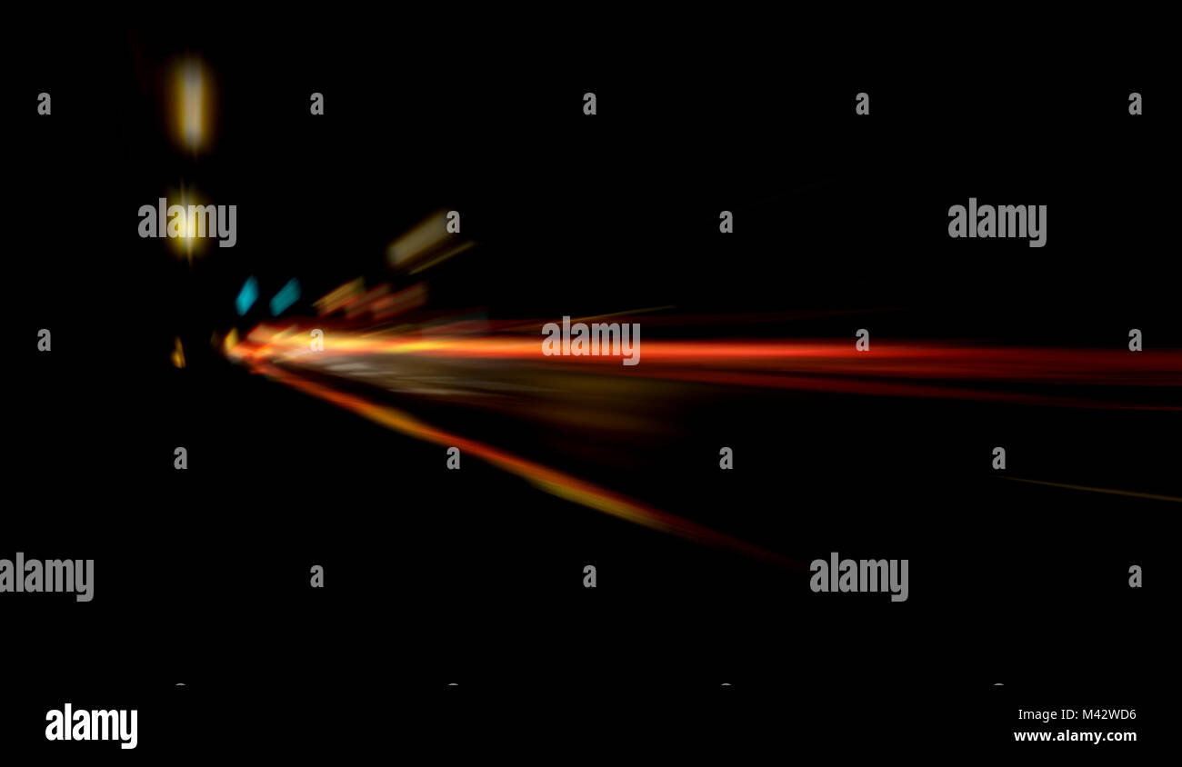 Sfocata Illuminazione e luci notturne, il traffico automobilistico motion blur la velocità e dinamica Foto Stock