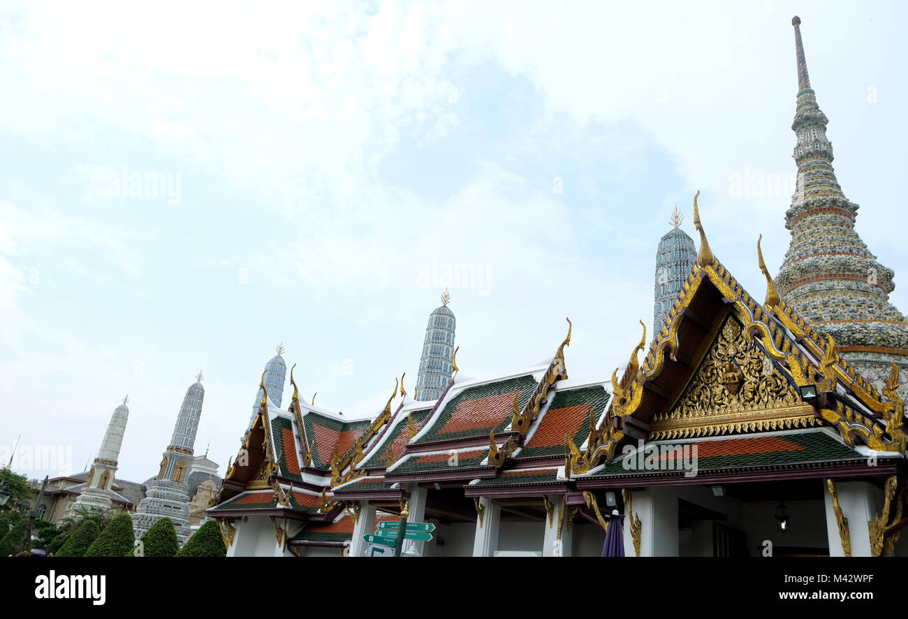 Il Wat Phra Kaew - Il Tempio del Buddha di Smeraldo di Bangkok, Thailandia Foto Stock