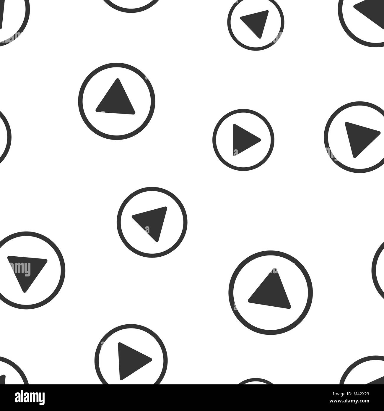 Pulsante Riproduci seamless pattern. Il concetto di business start pittogramma. Illustrazione Vettoriale su sfondo bianco. Illustrazione Vettoriale