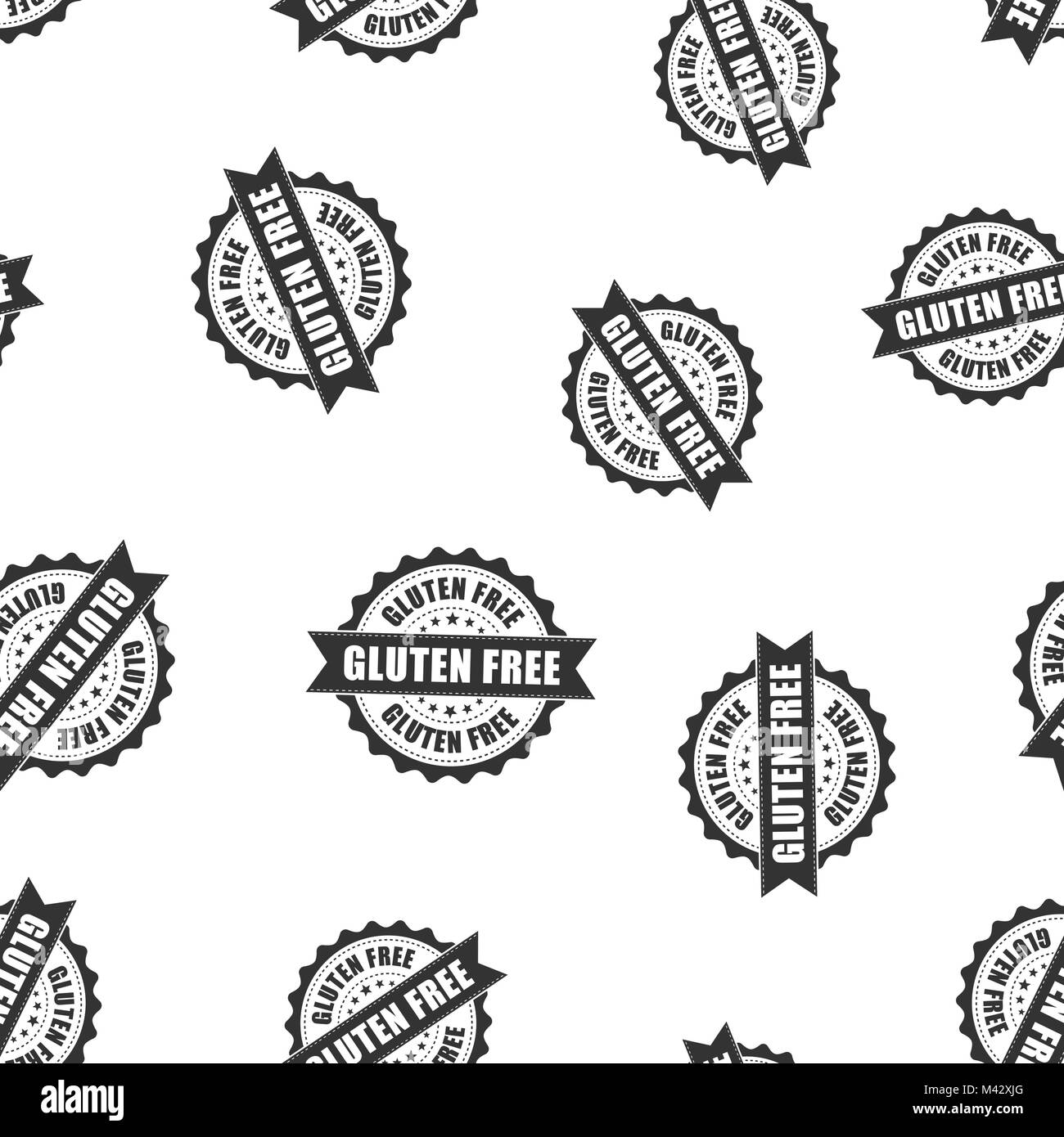 Senza glutine timbro di gomma seamless pattern sfondo. Il concetto di Business illustrazione vettoriale. Senza glutine badge sano modello di simbolo. Illustrazione Vettoriale