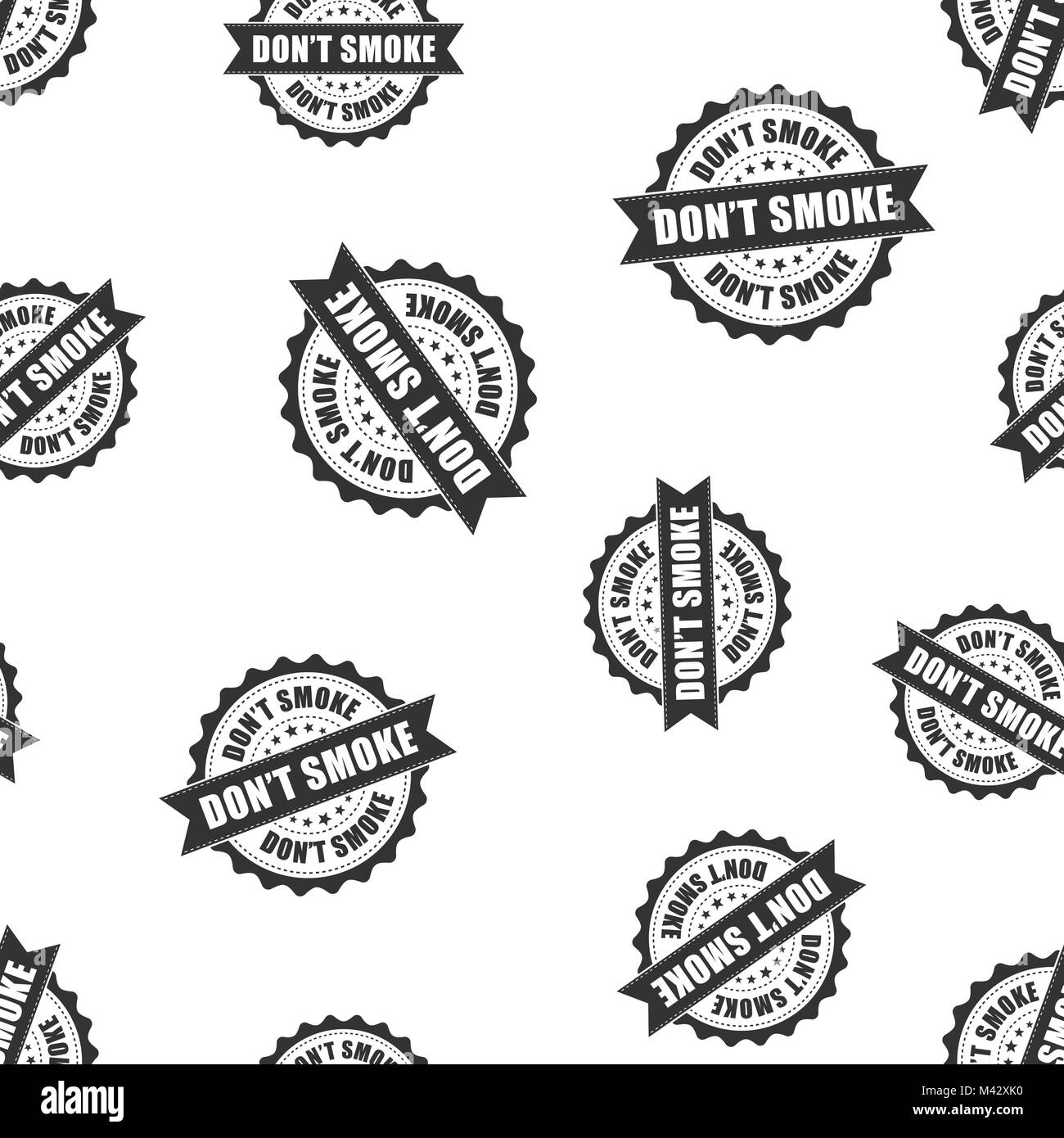 Non fumare timbro di gomma seamless pattern sfondo. Il concetto di Business illustrazione vettoriale. Non fumare il badge modello di simbolo. Illustrazione Vettoriale