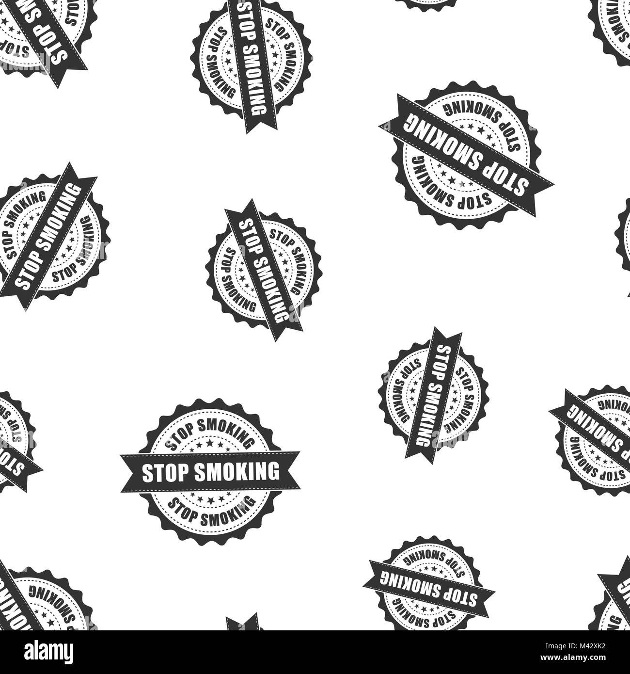 Smettere di fumare timbro di gomma seamless pattern sfondo. Il concetto di Business illustrazione vettoriale. Nessun fumo badge modello di simbolo. Illustrazione Vettoriale