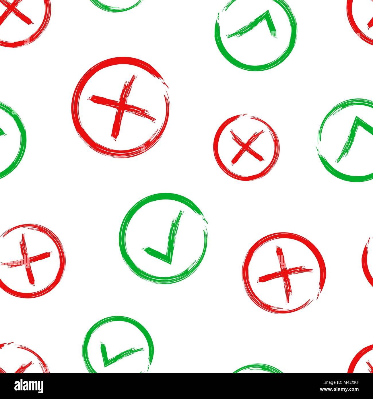 I segni di spunta contrassegna e croce pattern seamless sfondo. Il concetto di Business illustrazione vettoriale. Sì e nessun segno di spunta modello di simbolo. Illustrazione Vettoriale