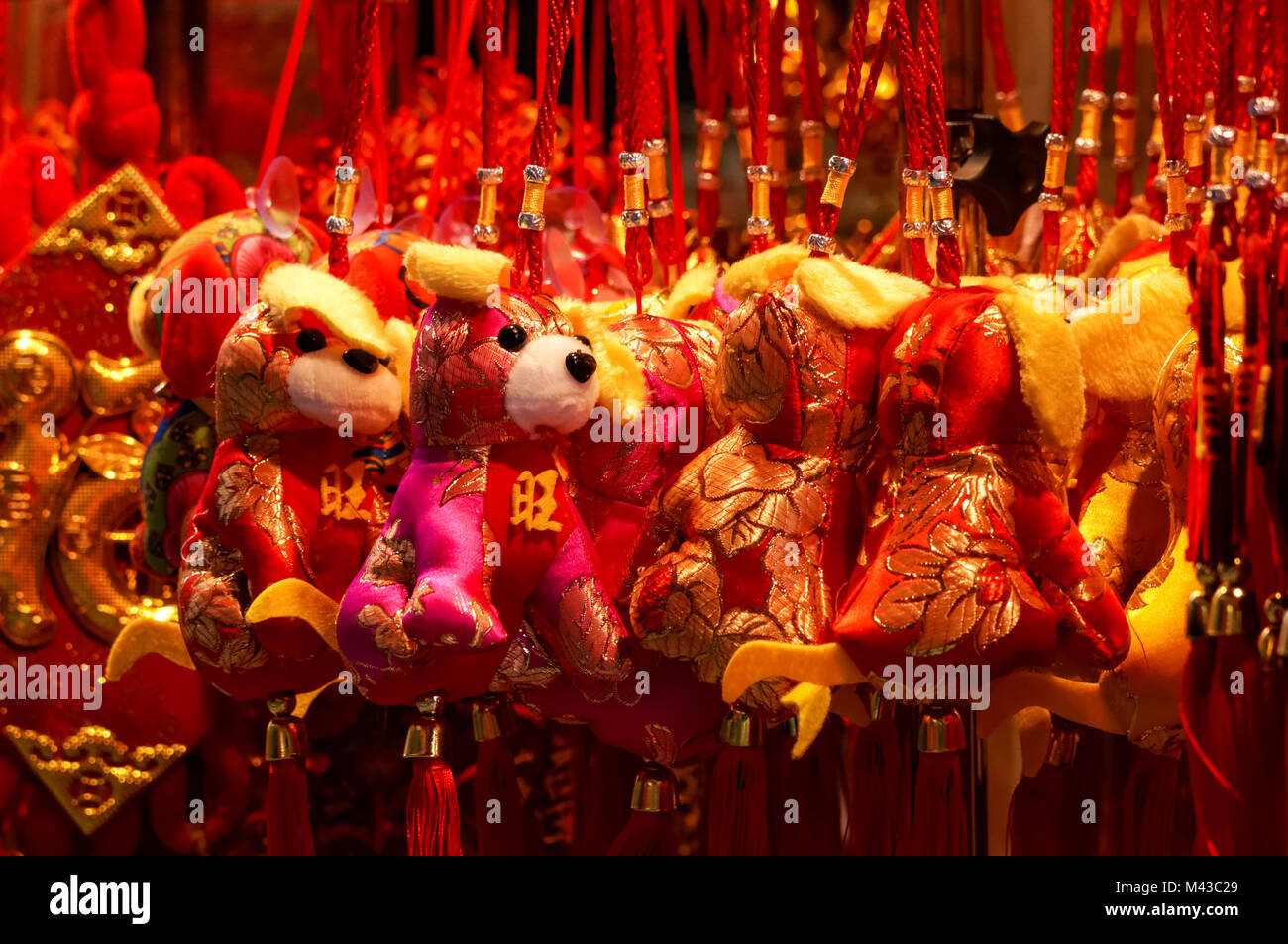 Nuovo anno lunare cinese del cane 2018 in Chinatown, London, England, Regno Unito, Gran Bretagna Foto Stock