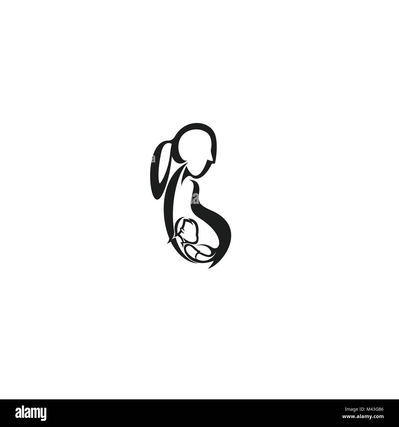 Una donna in stato di gravidanza e in grembo un bambino vettore. Illustrazione Vettoriale