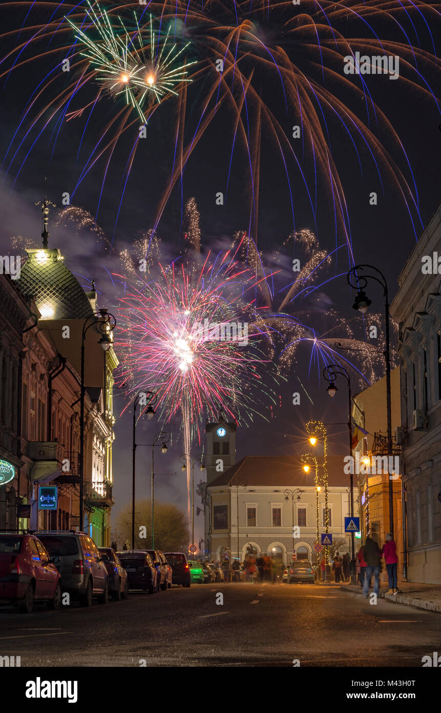 Nuovo anno 2018. Sf.Gheorghe, Transilvania Foto Stock