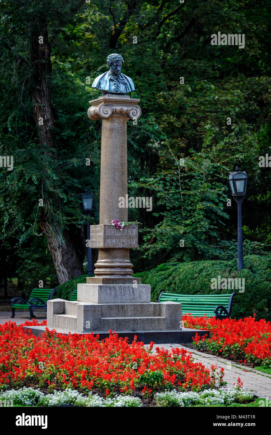Un monumento di Alexander Pushkin, Chisinau, Moldavia Foto Stock
