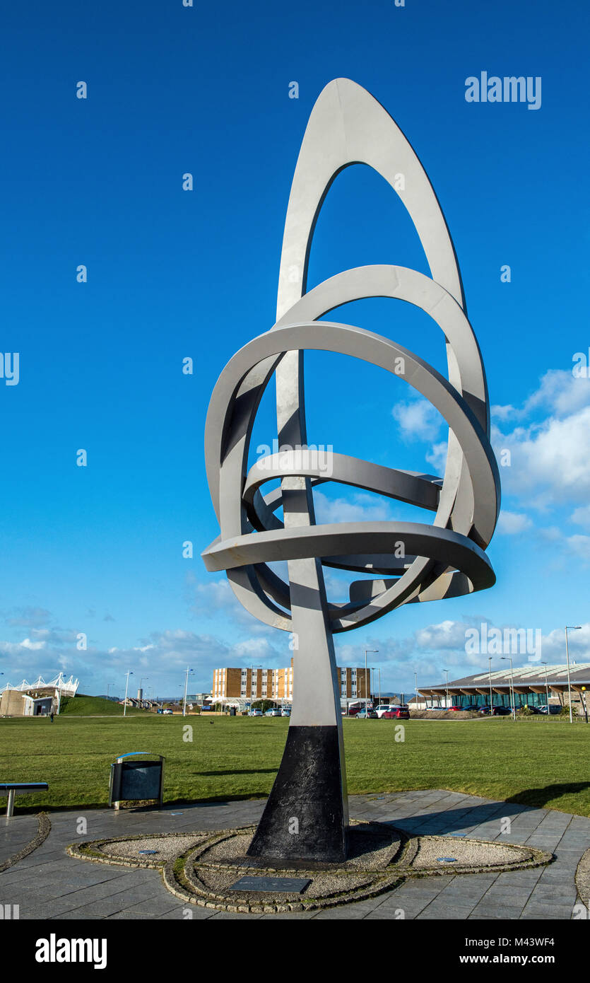 L'Aquilone, una scultura sul Lungomare di Aberavon,Galles del Sud Foto Stock