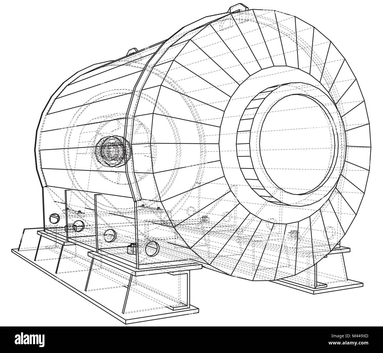 Illustrazione di vettore di unità motore industria petrolifera. Creato illustrazione di 3d. Illustrazione Vettoriale