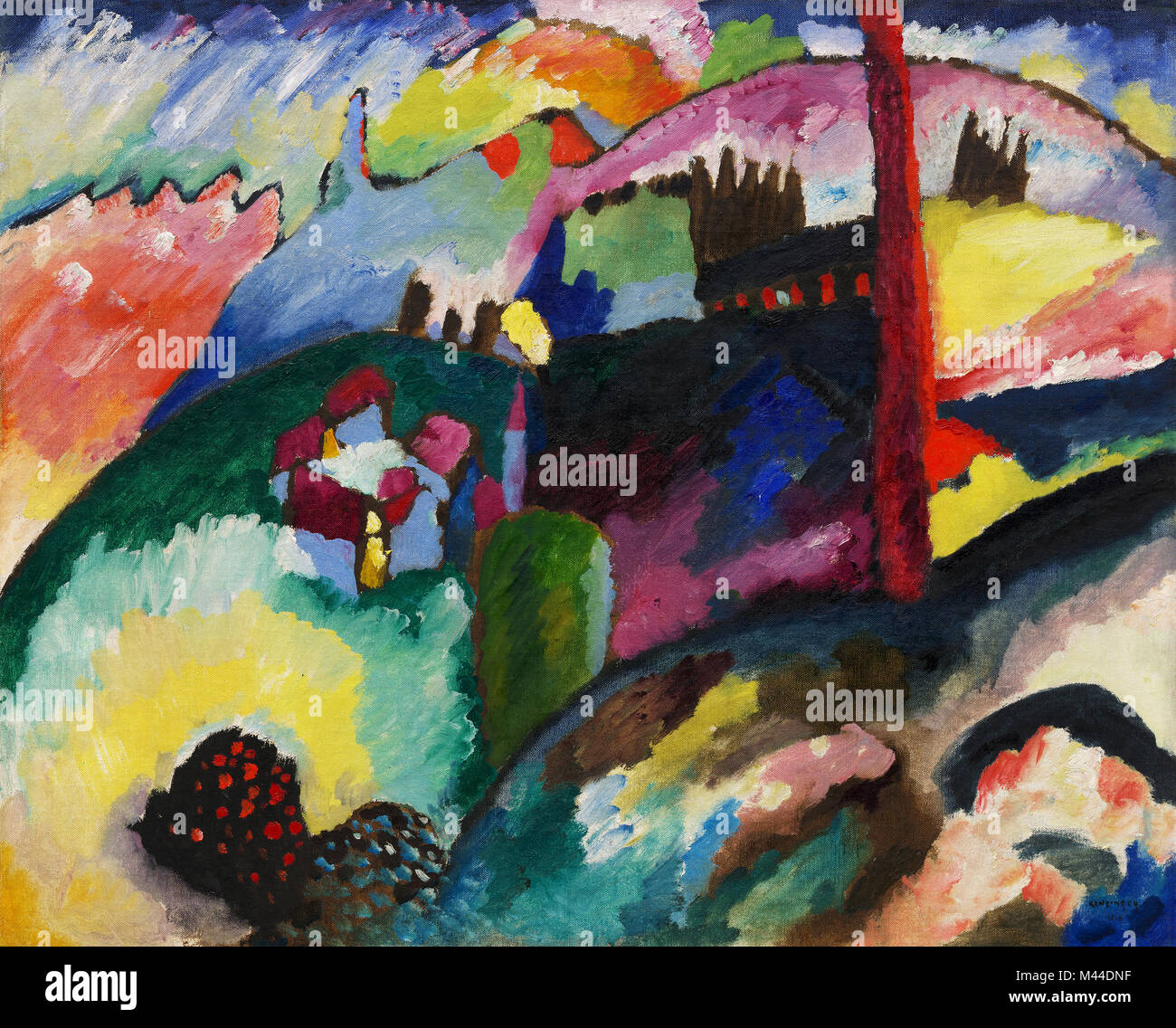 Wassily Kandinsky, 1910, paesaggio con camino in fabbrica, olio su tela Foto Stock