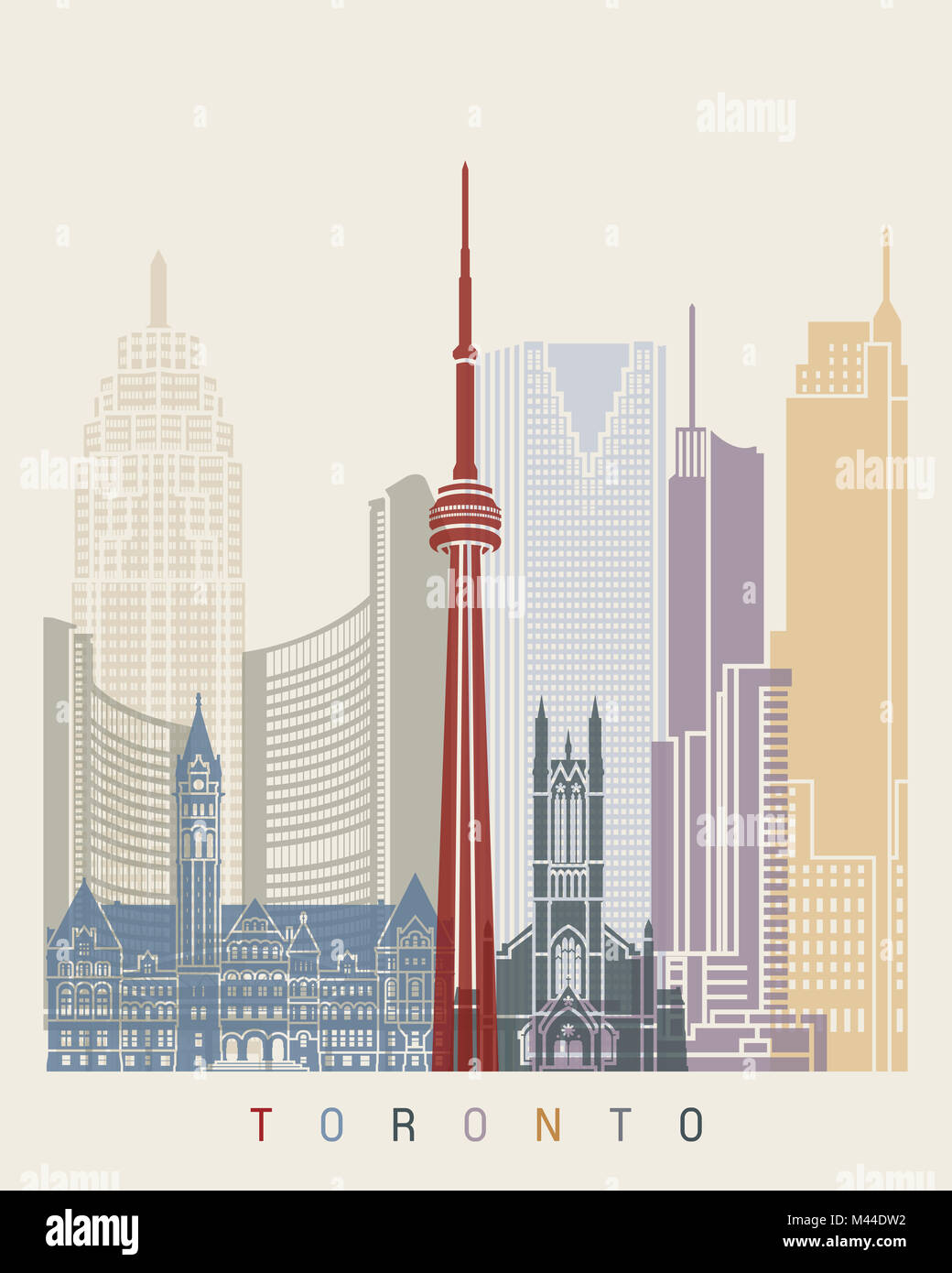 Toronto skyline poster in formato vettoriale modificabile file Foto Stock