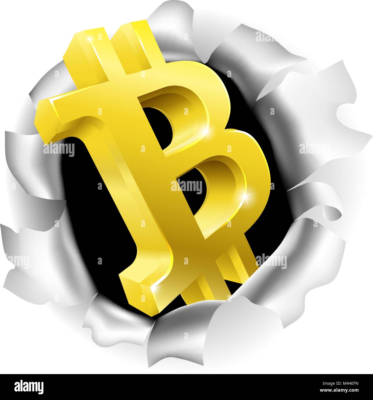 Bitcoin rompere attraverso il concetto di sfondo Illustrazione Vettoriale