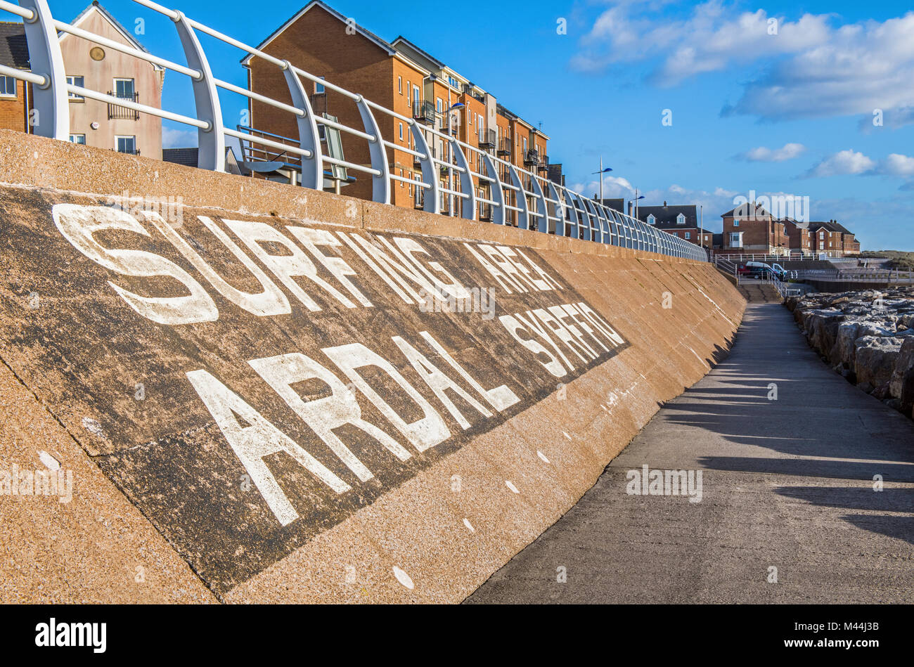 Zona di surf Aberavon Beach Port Talbot nel Galles del Sud Foto Stock