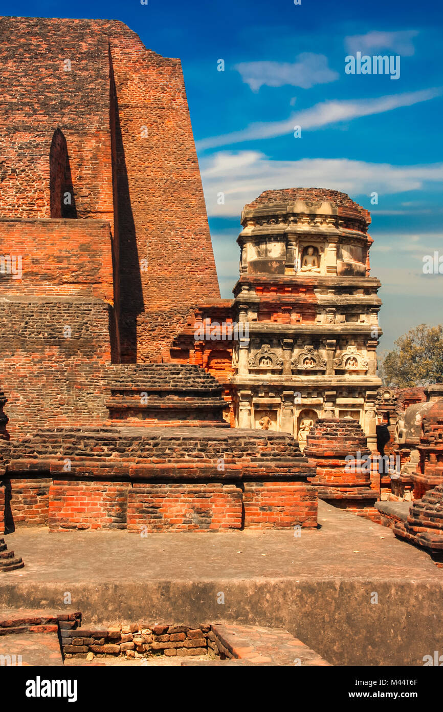 Rovine di Nalanda Università Bihar, in India Foto Stock