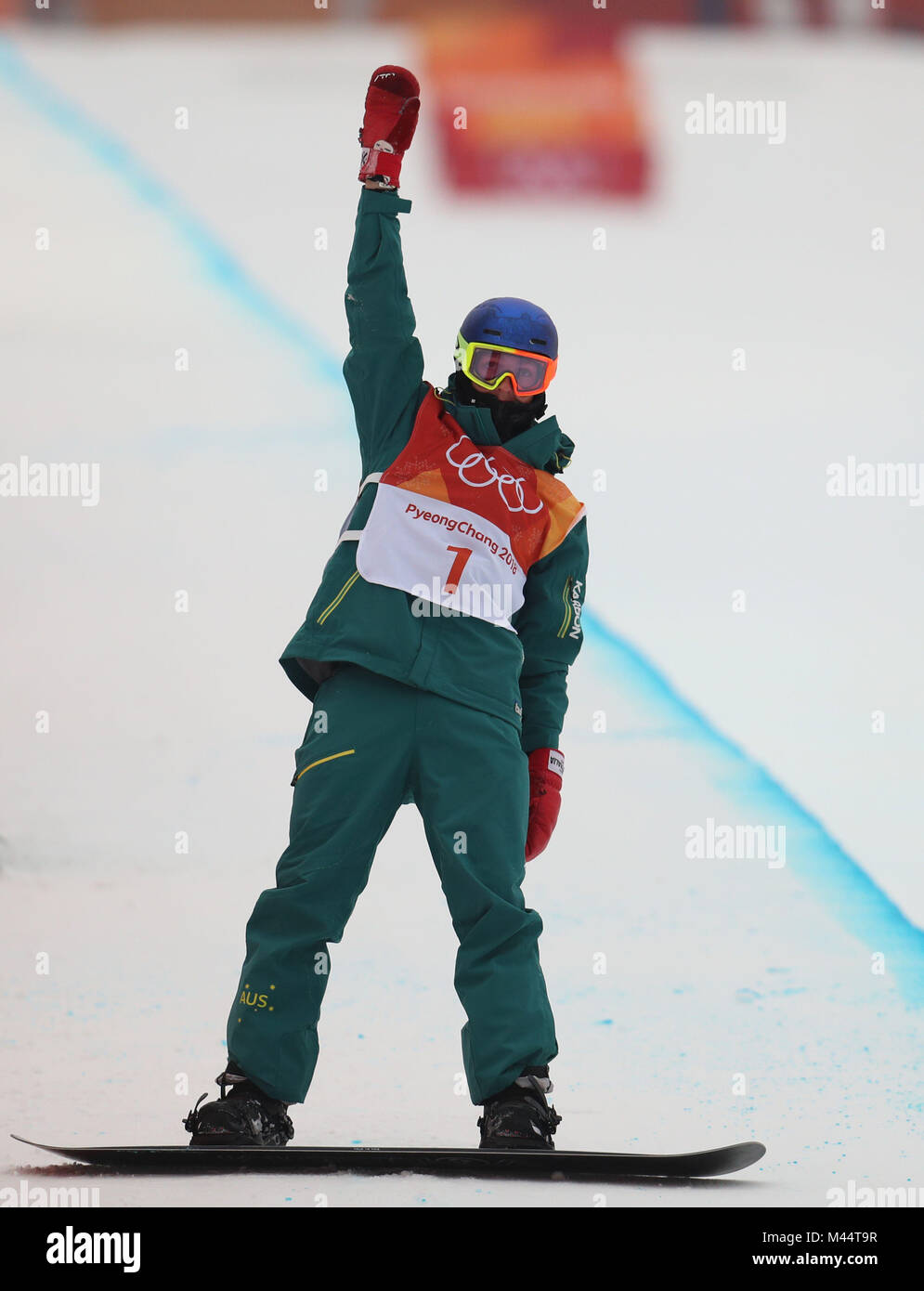 Australia Scotty James negli uomini Halfpipe Snowboard al Phoenix Snow Park durante il giorno cinque del PyeongChang 2018 Giochi Olimpici Invernali in Corea del Sud. Foto Stock