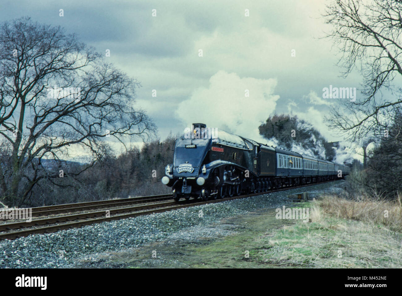 60009 Unione del Sud Africa è un LNER Classe A4 (4488) locomotiva a vapore costruiti a Doncaster in 1937 Immagine presa in corrispondenza di una posizione sconosciuta in aprile 1984 Foto Stock