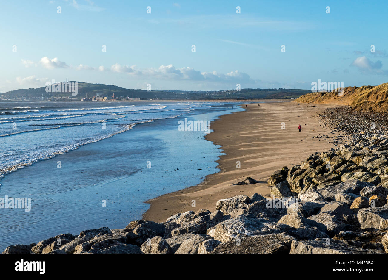 Aberavon Beach guardando ad ovest, Port Talbot, Galles del Sud Foto Stock Aberavon Beach guardando ad ovest, Port Talbot, Galles del Sud Foto Stock
