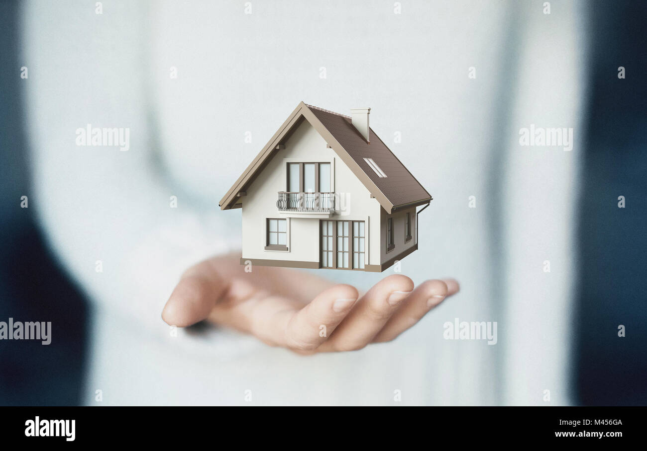 Casa a portata di mano, nuova casa, il concetto di prestito Foto Stock