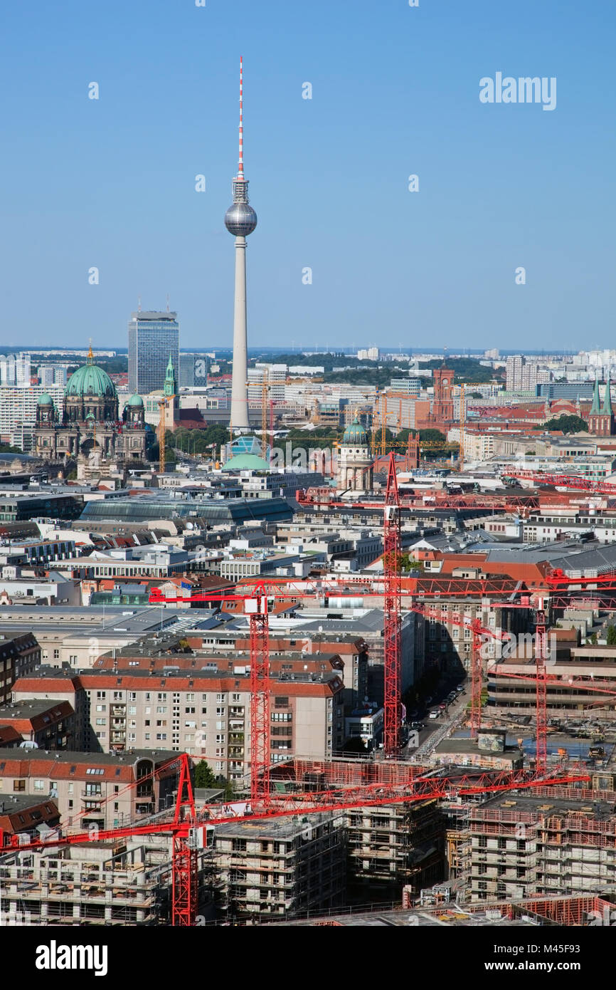 Panorama di Berlino. Vista dall'alto sulla torre della televisione Foto Stock