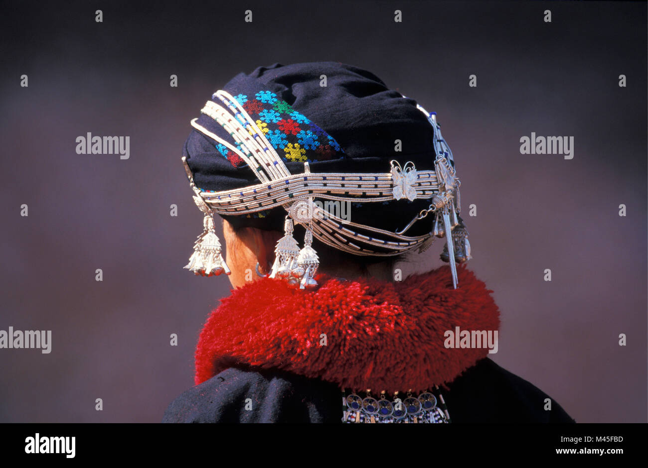 Laos. Luang Namtha (vicino a Muang cantare). Yao hill tribe (Mien tribù). Ragazza. Indietro. Foto Stock