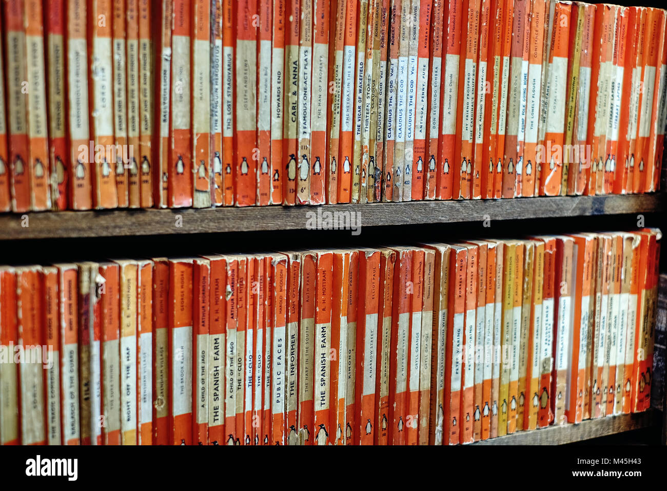 Penguin books in vendita in una seconda mano bookshop Foto Stock