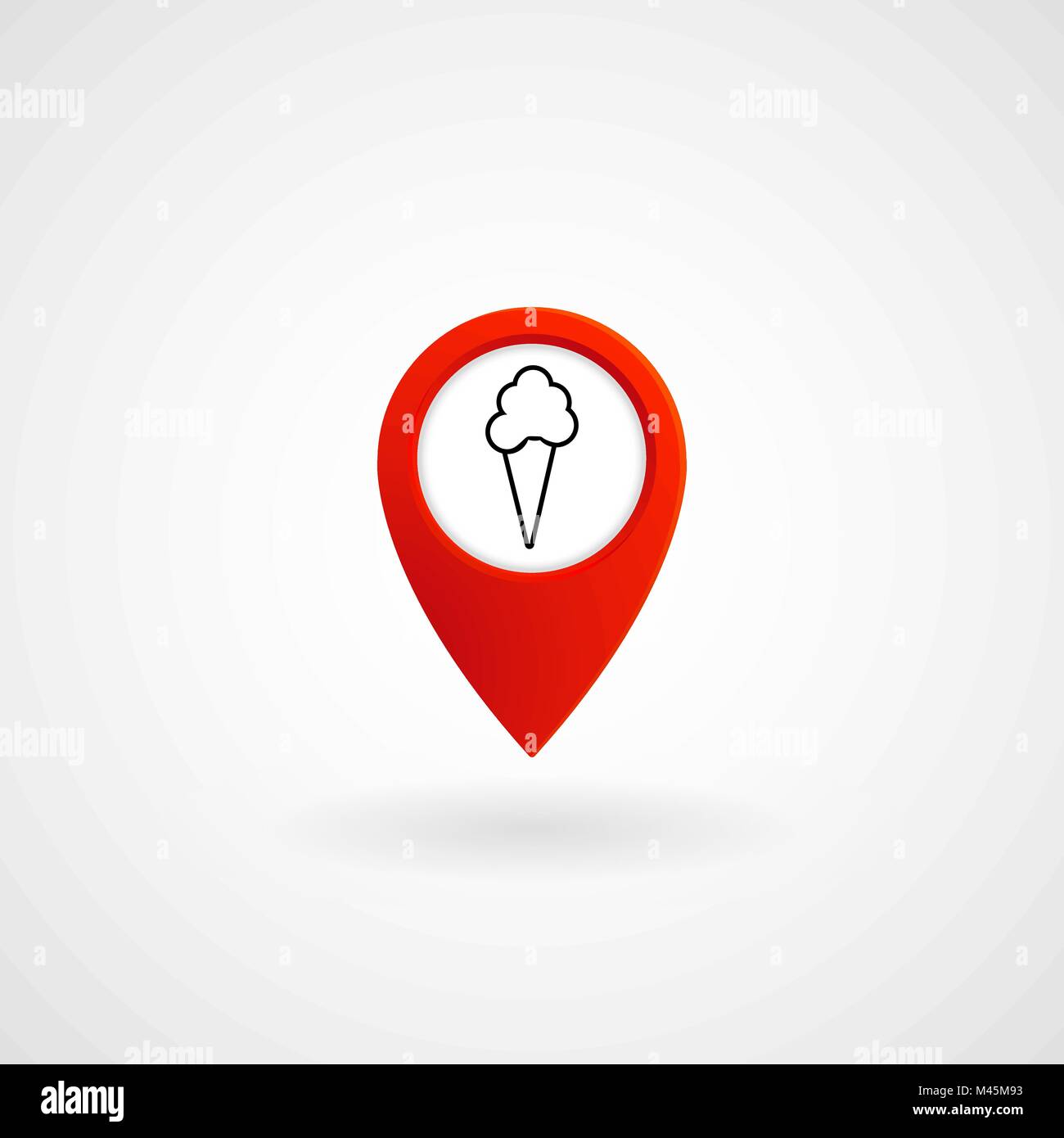 Red Icona Localizzazione per Gelateria, vettore illustrazione, file EPS Illustrazione Vettoriale