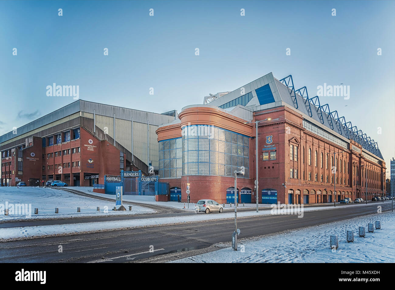 GLASGOW, SCOZIA - Gennaio 17, 2018: una vista del famoso Ibrox Stadium che ospita i Rangers Football Club. Foto Stock