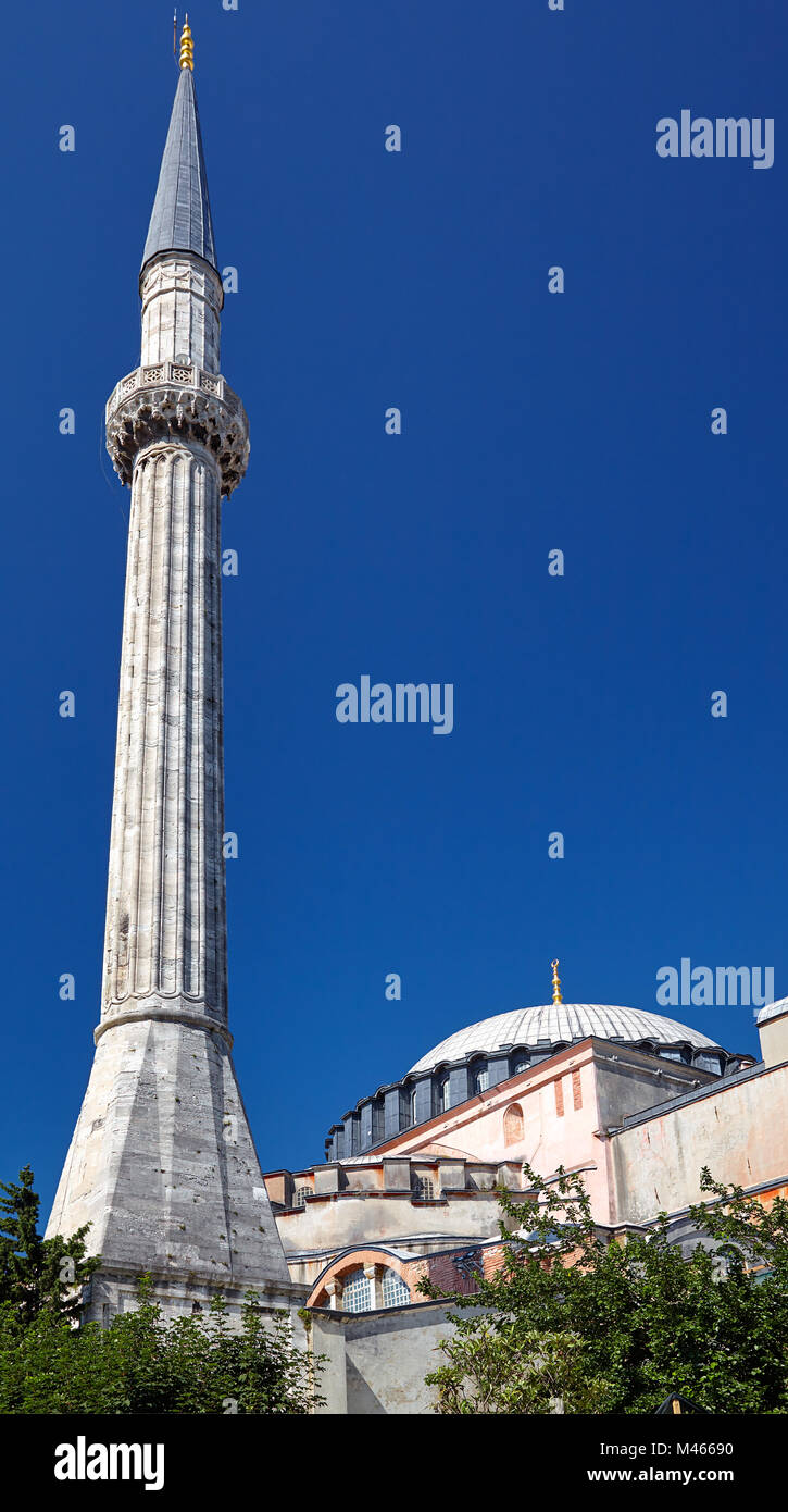 Il minareto di Hagia Sophia, Istanbul, Turchia Foto Stock